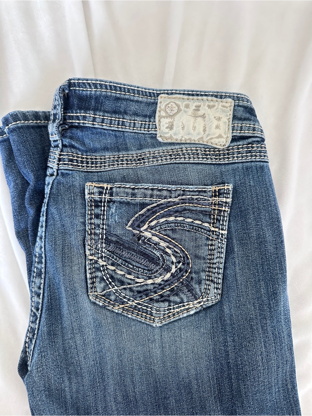 Silver Twisted Capri Jeans